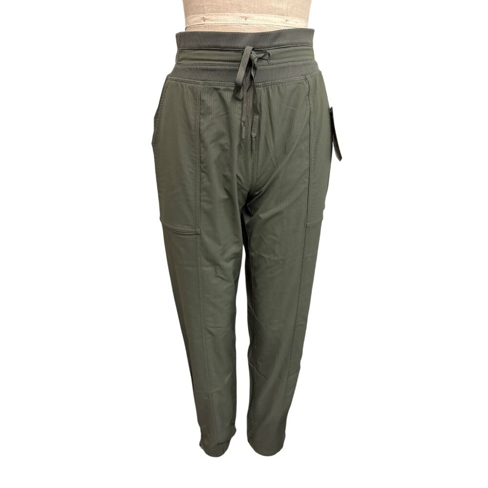 Avia Womens XS Olive Woven Commuter Jogger Pants With Side Pockets Adjustable He